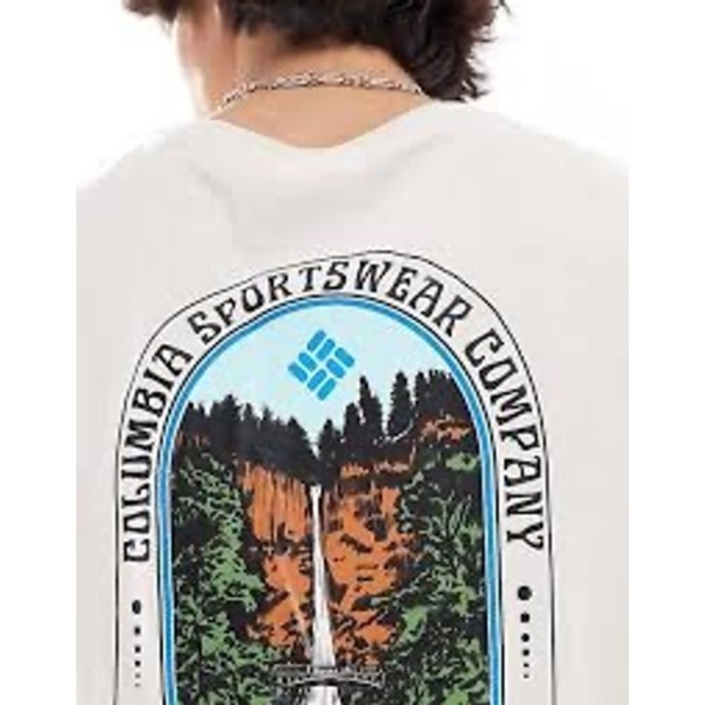 Columbia Sportswear Mens Large Graphic T-Shirt Beige Waterfall Northwest - Picture 2 of 6